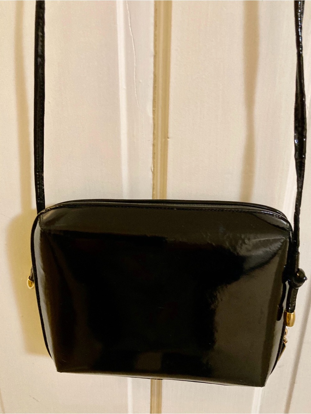 Classic Black Patent Crossbody Bag - Women